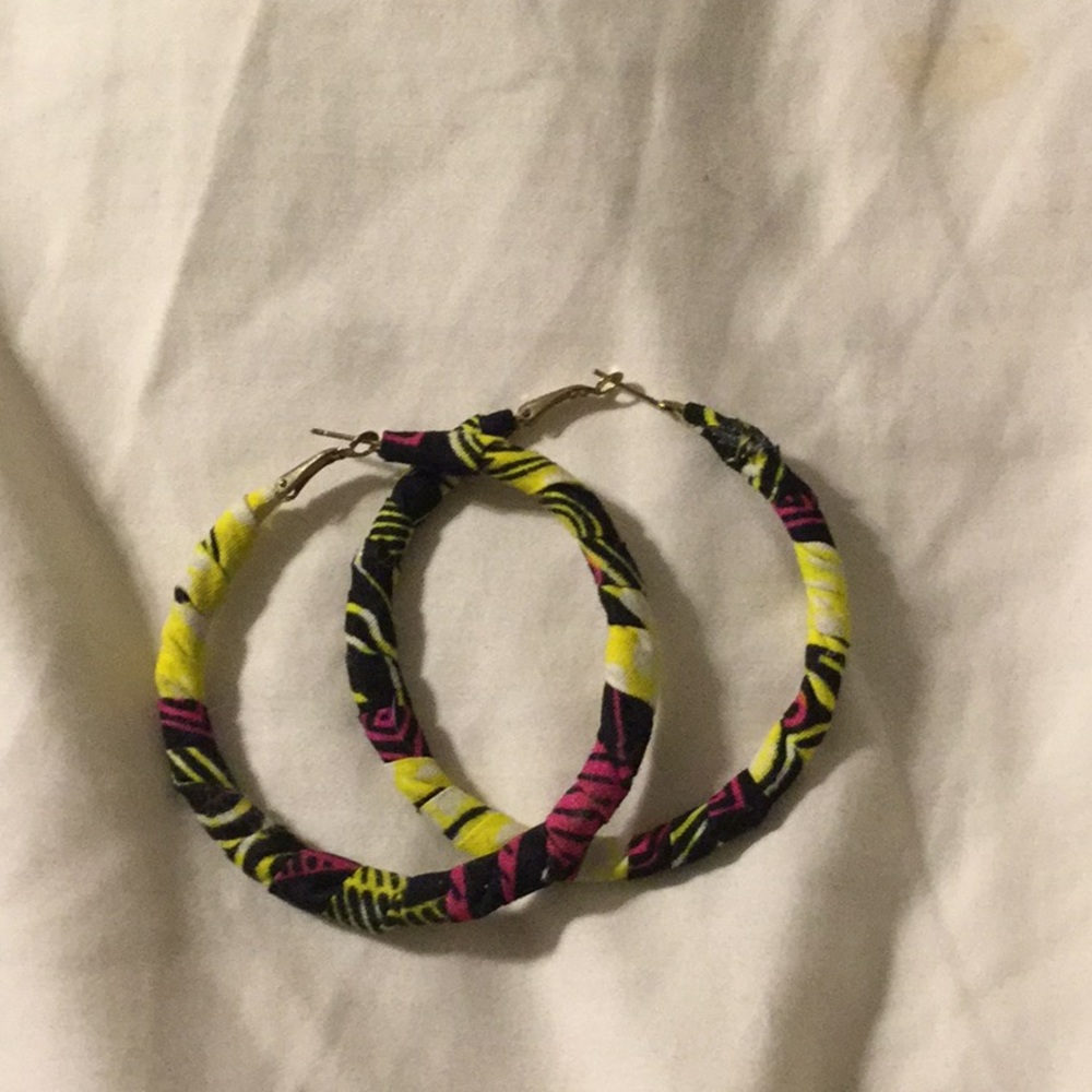 Fabric wrapped hoop earrings